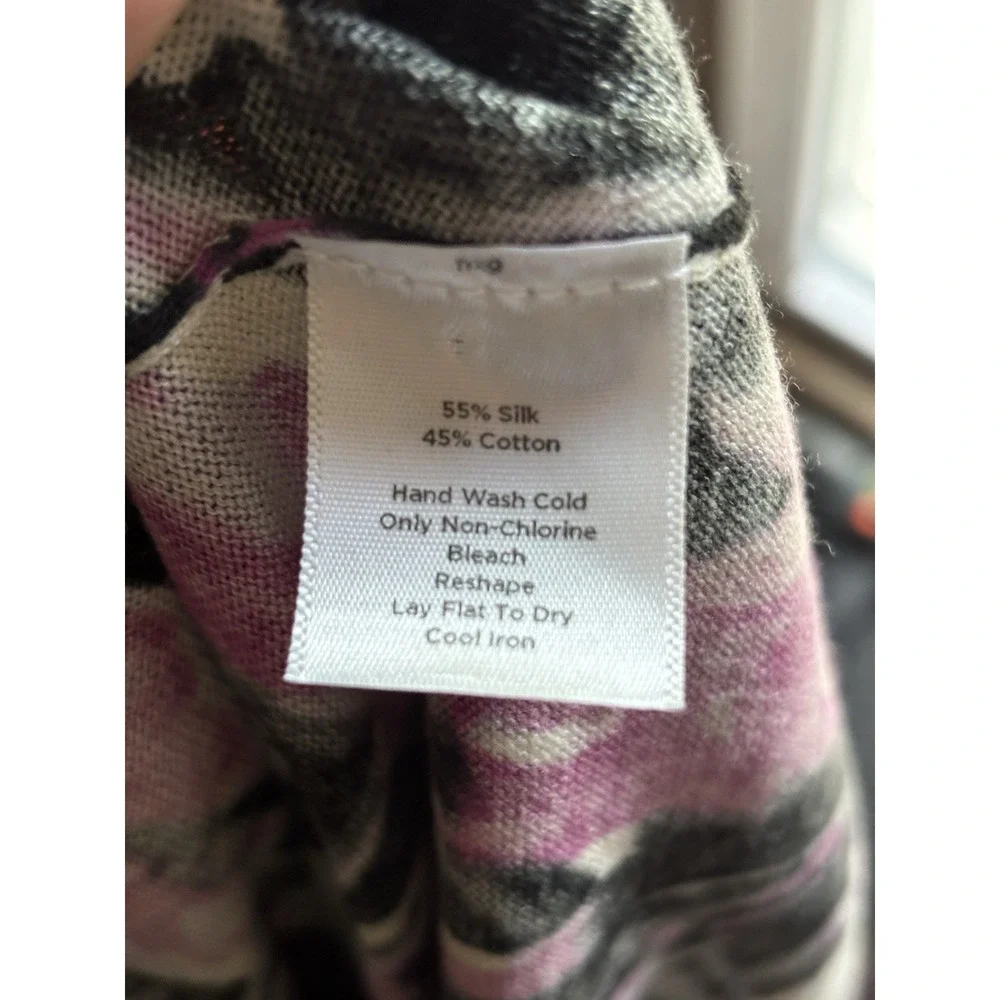 Talbots Women 1X Plus Silk Blend Floral Cardigan Button‎ Up 3/4 Sleeve Floral